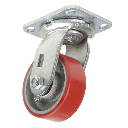 Global Industrial 4 Polyurethane Wheel, Heavy Duty Swivel Plate Caster, 600 Lb. Capacity 748207